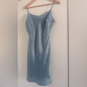 Satin Slip Mini Dress in Light Blue